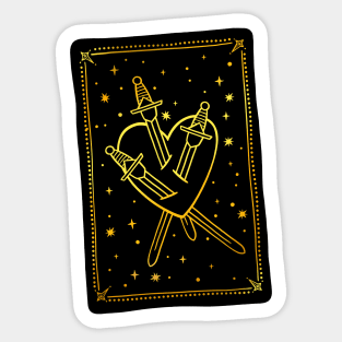 Three of Swords Tarot Gold Sticker